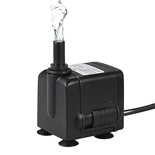Decdeal Submersible Water Pump 450L/H 6W Aquarium Fountains AC110V US Plug | Tabletop Fountains Pond Water Gardens and Hydroponic Systems with 2 Nozzles,