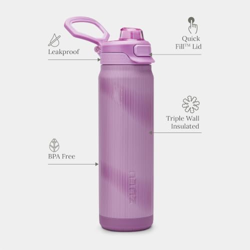 ZULU Powerfill Pro 24oz Stainless Steel Water Bottle - Tempo - color: Lavendula, style: 24oz
