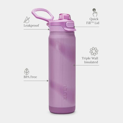 ZULU Powerfill Pro 24oz Stainless Steel Water Bottle - Tempo - color: Lavendula, style: 24oz