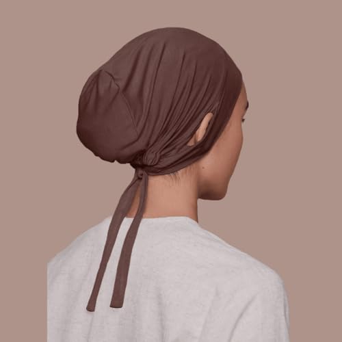 Qianmome 4 Pieces Jersey Drawstring Women Under Hijab Cap With Ear Hole Inner Hijab Cap - color: 4pcs Style B