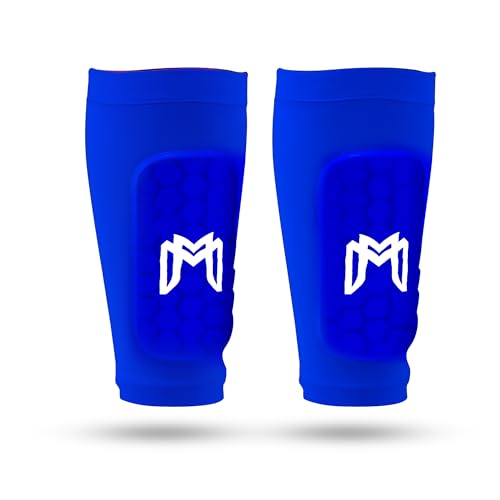 MediCaptain Mini Shin Guards Soccer – Built in Shin Pad Sleeves for Mens, Women, Teens - Small Shin Guards - Lightweight, Breathable Shin Defender Leg Protection - color: Blue, size: Maxi (5.5 x 2.8 in)