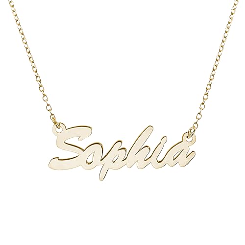 PicturesOnGold.com Custom Name Necklace For Women Personalized Name Necklace in Sterling Silver or Gold Necklace Personalized with any Name or Word - color: Gold Script