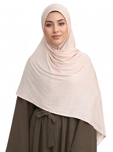 Premium Stretch Cotton Gradient Scarf for Women, Soft Jersey Wrap Shawl, Lightweight Ombre Hijab for Everyday Wear - color: Mctlo2537-nudepink