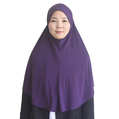 Women's Instant Hijab Muslim Headscarf Prayer Scarf Soft Breathable Stretchy Wrap - color: Purple