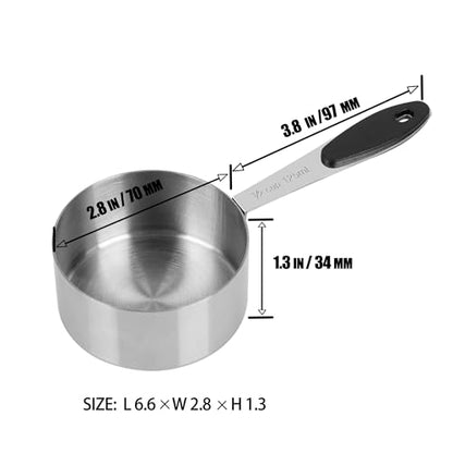 1/2 Cup Magnetic Grips Stainless Steel Measuring Cup -1PCS - size: 1/2 cup