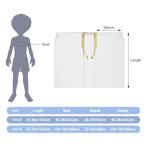 Boys Robe Islamic Muslim Clothes Kimono Loose Abaya Dresses Long Sleeve Embroidered Chiffon Kaftan Cardigan Casual Dubai Thobe - color: White