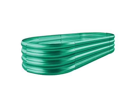 Land Guard Galvanized Raised Garden Bed Kit, Galvanized Planter Raised Garden Boxes Outdoor, Oval Large Metal Raised Garden Beds for Vegetables 4 x 2 x 1ft(1pcs) (Green)… - color: 3-green, size: 4×2×1ft(1pcs）