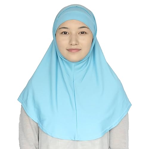 Women's Muslim Hijab Al-Amira Hijabs 2 Pieces with Tube Underscarf Cap Instant Soft Scarf - color: Sky Blue