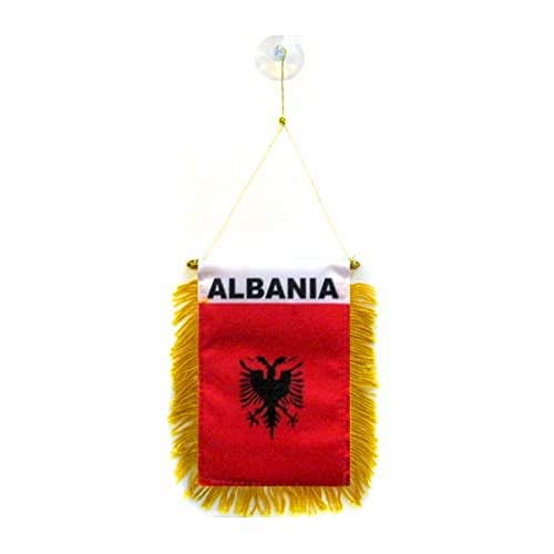 AZ FLAG Albania Car Flag 4x6 in 100D Polyester Suction Cup - color: Albania