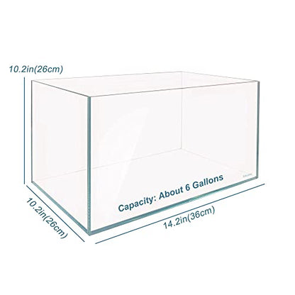 Allcolor Artisan Grade Ultra Clear Rimless Aquarium Tank (6Gal) | Low Iron Glass Fish Tank for Professional Aquascaping and Planted Layouts, 6-60 Gallons (6Gal-Top Glass Canopy) - size: 6Gal 14.1" L × 10.2" W × 10.2" H