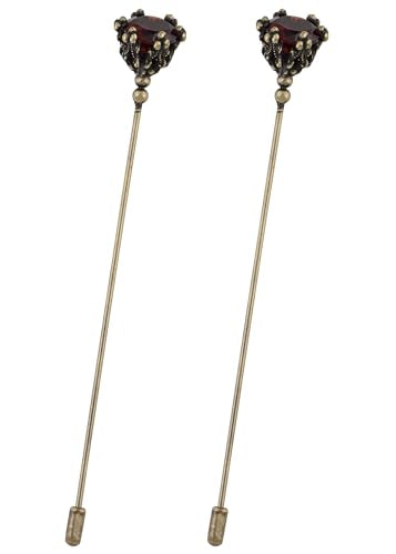 Alilang Vintage Hat Pin 5 inch Long Handle Golden Tone Lapel Pins Tie Scarf Brooch Jewelry Accessories Pack of 2/3/5 - color: 2 PCS Ruby