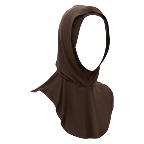 dPois Plain Ready To Wear Amira Hijab for Women Soft Muslim One Piece Instant Hijab Headscarf for Daily Wear - color: Coffee