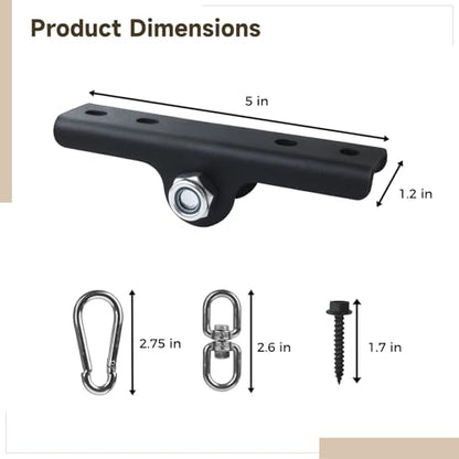 360° Swivel Heavy Bag Mount, Steel Punching Bag Hanger, Boxing Bag Ceiling Mount, Heavy Bag Hanger with Carabiner, 5 x 1.26 in / 12.7 x 3.2 cm Plate for MMA, Muay Thai, Boxing