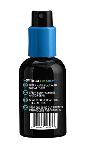 FunkAway Travel Size Shoe Deodorizer Spray (3.4 oz - 3 Pack) Odor Eliminator for Shoes, Gym Bags, Clothes and Gear, On-the-Go Odor Neutralizer that Attacks Funk at the Source - size: 3.4 Ounce (Pack of 3), style: Travel Size