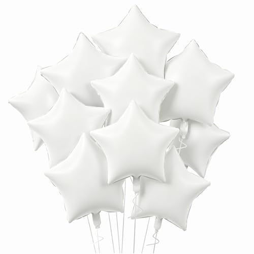 BEISHIDA 30 Pcs 18" White Star Balloons Foil Balloons Mylar Balloons for Birthday Party,Wedding,Valentine's Day, engagement party，Christmas,Baby Shower Backdrops Decorations ﻿ - color: White