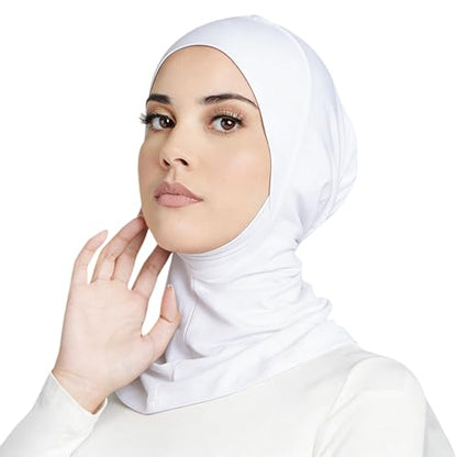 Yeieeo 4PCS Hijab Undercap for Women, No Slip Full Coverage Hijab Inner Cap, Soft Underscarf Breathable Headwear - color: Wt+bk+gy+ny