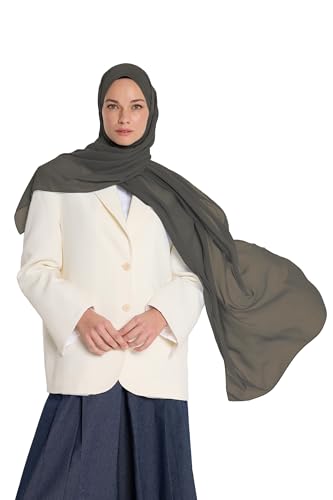 Chiffon Hijab Scarf For Women - Made in Turkiye - color: Khaki