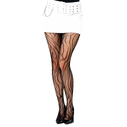 Millennials In Motion Sheer Elegance Patterned Tights - color: Tiger