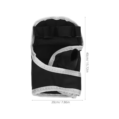 POPETPOP Half-Finger Boxing Gloves and Wrist Wraps, Breathable Cloth Kickboxing Training Sparring Gloves for Gym and Bag Work, 1 Pair Black Protective Hand Wraps for Martial Arts