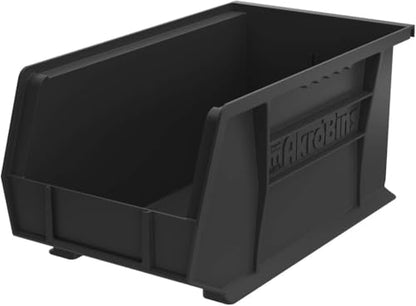 Akro-Mils 30240 AkroBins Plastic Storage Bins, 15"x8"x7", Black, 12-Pack | Space-Saving Stackable Bins for Garage, Pantry, Craft Organization - color: Black