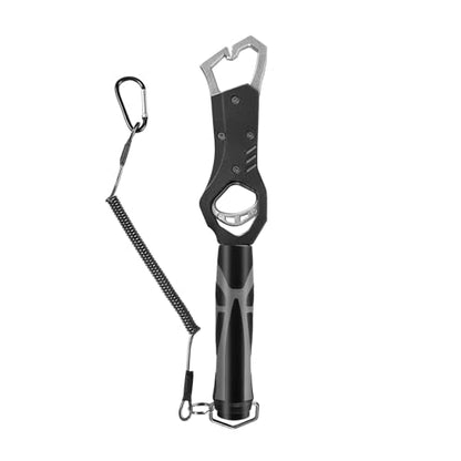 Eupheng 11.8'' Heavy-Duty Fish Gripper with Scale Rustproof Aluminum Body, Non-Slip Rubber Handle, Built-in Weight Estimator & Wrist Lanyard - color: Grey