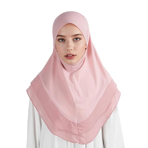 Hijab for Women Muslim Patterned Headscarf Arabian Headscarf Islamic Khimar Prayer Cloth Hijab Scarf for Women - color: Pink