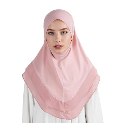 Hijab for Women Muslim Patterned Headscarf Arabian Headscarf Islamic Khimar Prayer Cloth Hijab Scarf for Women - color: Pink