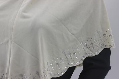 Instant Hijab Scarf for Women Muslim Women Clothing Headscarf for Girls with Czech Rhinestone - color: Cream-wavy Edge
