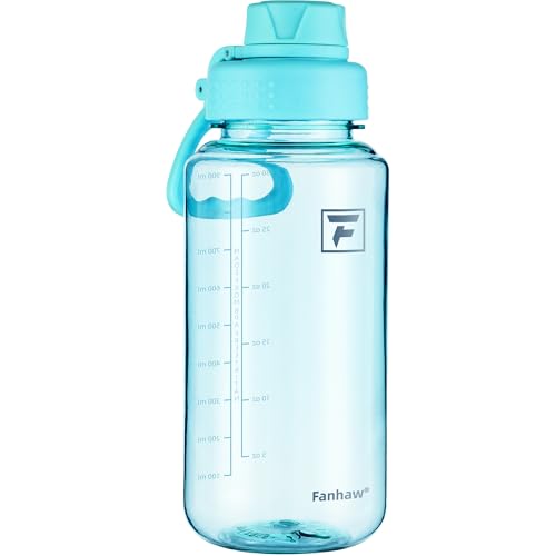 Fanhaw 32 oz Clear BPA-Free Tritan Water Bottle with Fast-Flow Spout Lid, BPA-Free & Leak-Proof Wide-Mouth Reusable Bottle for Gym, School & Office, Back to School Essentials (Baby Blue) - color: Baby Blue