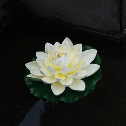 Jinshining 1pc Blue Artificial Floating Foam Lotus Flower with Water Lily Pad,Lifelike Pond Pool Lotus Ornaments,Realistic Ornament for Home Garden Pond Aquarium Decor,Artificial Plants and Flowers