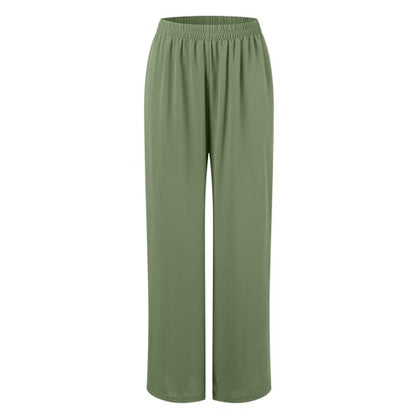Muslim Outfits For Women 2 Piece Sets Long Sleeve Loose Tops Wide Leg Pants Suits Plus Size Outfit Prayer Clothes - color: Green, size: Small