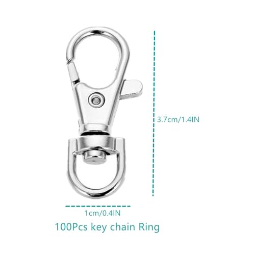 120PCS Premium Swivel Lanyard Snap Hook with Key Rings, Metal Keychain Hooks for Jewelry Making, Crafts (Silver) - color: silver