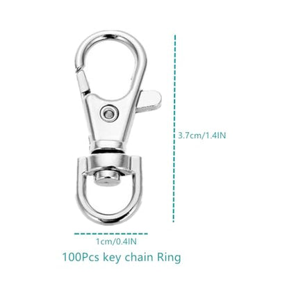 120PCS Premium Swivel Lanyard Snap Hook with Key Rings, Metal Keychain Hooks for Jewelry Making, Crafts (Silver) - color: silver