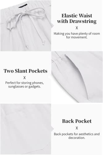 COOFANDY Men's 2 Pieces Cotton Linen Set Long Sleeve Henley Shirts Casual Beach Pants With Pockets Summer Yoga Outfits - color: All White, size: 5X-Large