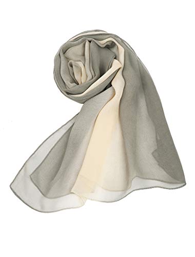 uxcell Women'sChiffon Sheer Long Scarf Silky Gradient Party - color: Gray Beige