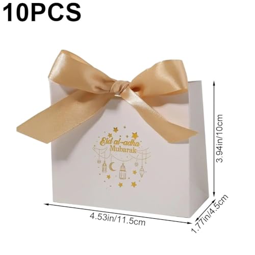 10pcs Eid Gift Bags Ramadan Snack Bags with Gold Ribbon, Reusable Eid Mubarak Bags for Presents Festive Party Wrapping - color: Style2