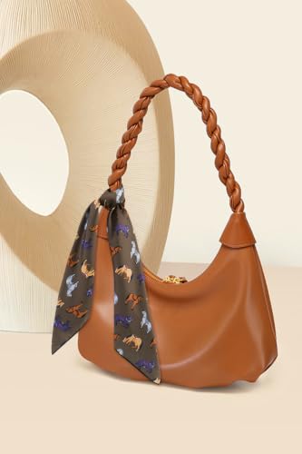 GERINLY Silk Hair Scarf Animal Print Leopard Neck Scarf Summer Neckerchief for Women Bag Purse Accessory - color: Multicolor