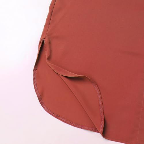 ODASDO Muslim Dresses for Women Abaya Button Down Henley Shirt Prayer Dress Batwing Long Sleeve Middle East Arabian Robe - color: Brick Red