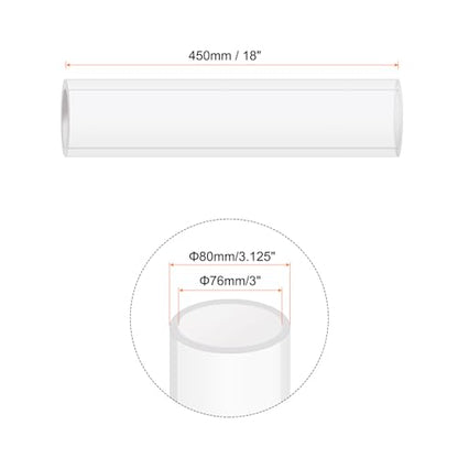 18" Clear Plastic Rigid Pipe 76mm ID x 80mm OD (3" ID x 3.125" OD) Acrylic Round Tubing, [for Plumbing, Hydraulics, Aquarium] - size: 3" x 3.125"