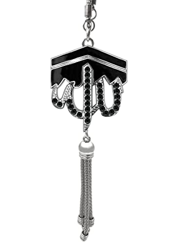 Islam Car Rear Mirror Hangers - Allah Muhammad Islamic Al-Quran Ramadan Eid Muslim Calligraphy Car Décor Hanging Charm Pendant Vehicle Decor Interior Accessories (Black)