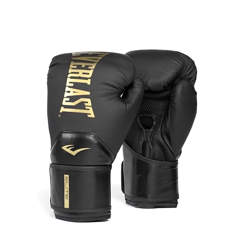 Everlast Elite 2 Boxing Gloves - color: Black/Gold, size: 14 oz