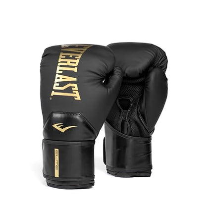 Everlast Elite 2 Boxing Gloves - color: Black/Gold, size: 12 oz