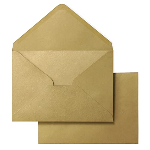 PONATIA 50 Pack A7 Envelopes, 5.25 x 7.25'' Shimmer Dark Gold Envelopes - color: Dark Gold