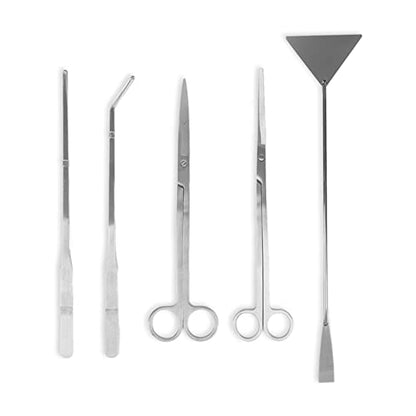 Aquarium Scissors Plant Tools 5 in 1 | Stainless Steel Aquarium Tweezers/Scissors/Spatula | Safe for Water Plants & Fish | 7.1 Inch Practical Tool Set