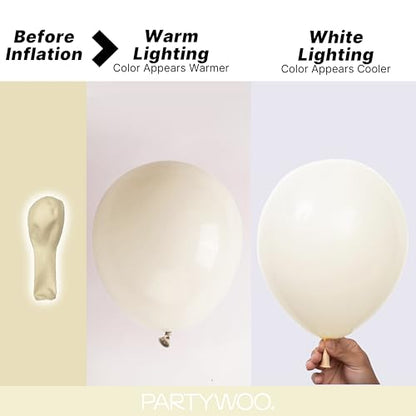 PartyWoo 베이지 풍선 152피스 다양한 사이즈 45.7cm(18인치), 30.5cm(12인치), 25.4cm(10인치), 12.7cm(5인치), 12.7cm(5인치), 크림, 아이보리, 풍선 아치 키트, 화환, 결혼식, 브라이덜, 졸업식, 베이비 샤워, 부활절 - color: 베이지-q08