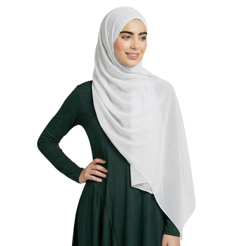 Yeieeo Instant Chiffon Hijab with Undercap (Tube or Bandage Cap), Breathable, no sweat buildup,Solid Chiffon Head Wraps - color: White 1
