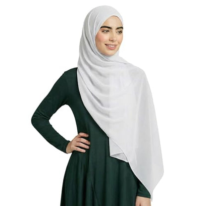 Yeieeo Instant Chiffon Hijab with Undercap (Tube or Bandage Cap), Breathable, no sweat buildup,Solid Chiffon Head Wraps - color: White 1