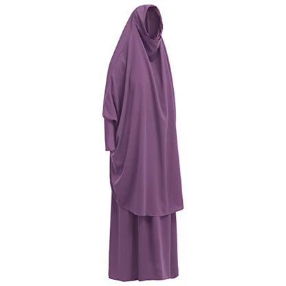 Women's Muslim Prayer Dress Hijab Scarf Eid Prayer Jilbab Khimar Niqab Burka Abaya Maxi Islamic Arabian Modest Cardi Robe - color: Deep Purple