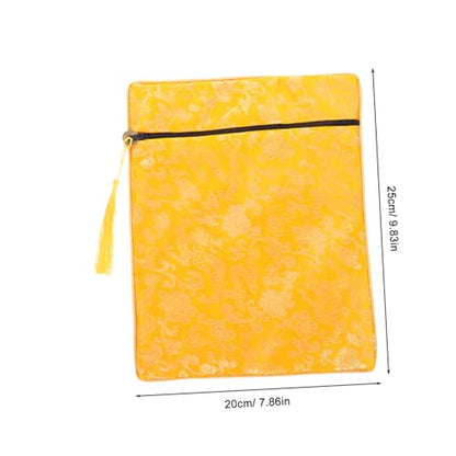 CALLARON Bible Cover Brocade Pouch for Book Storage Wallet for Women Office Bag - color: Yellow
