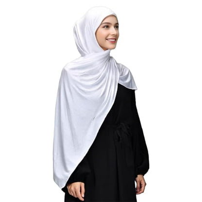 Pre-sewn Instant Hijab Non-slip Scarf for Women Modal Jersey Head Scarf Wrap for Women - color: White
